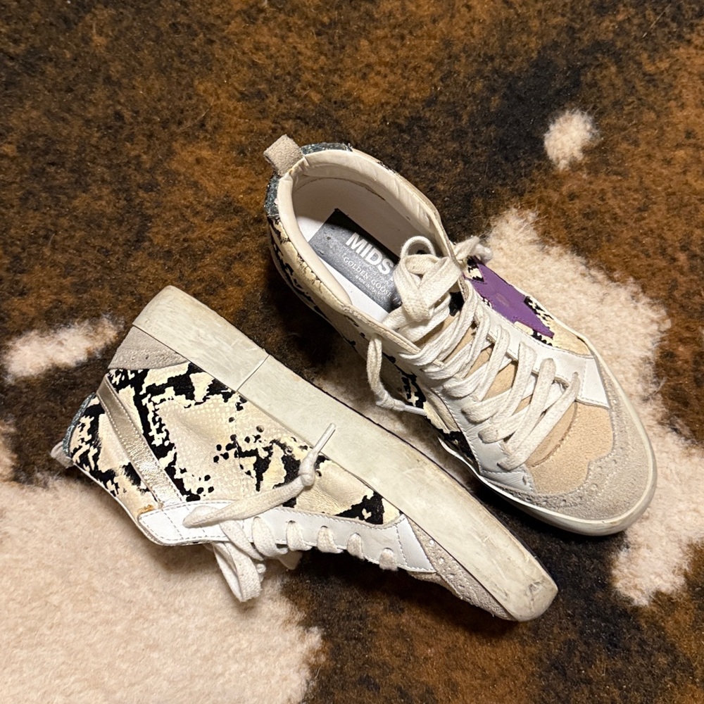 Golden Goose Snake Print High-Top Sneakers